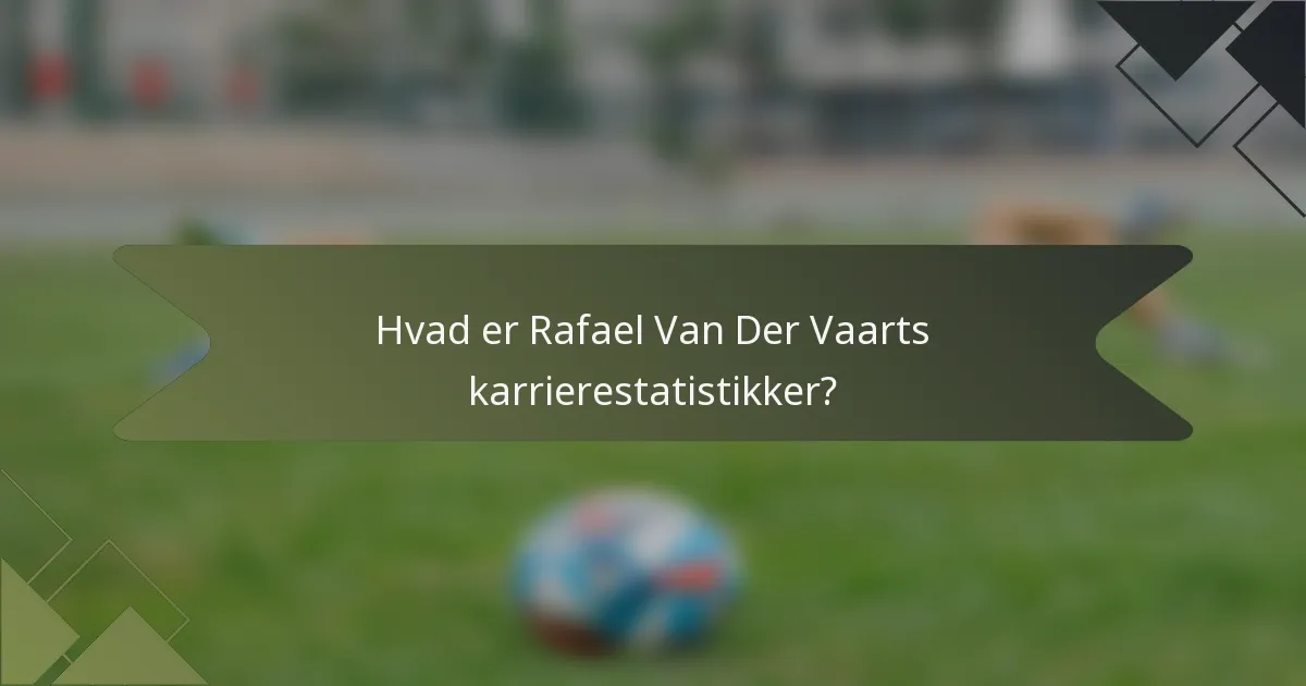 Hvad er Rafael Van Der Vaarts karrierestatistikker?