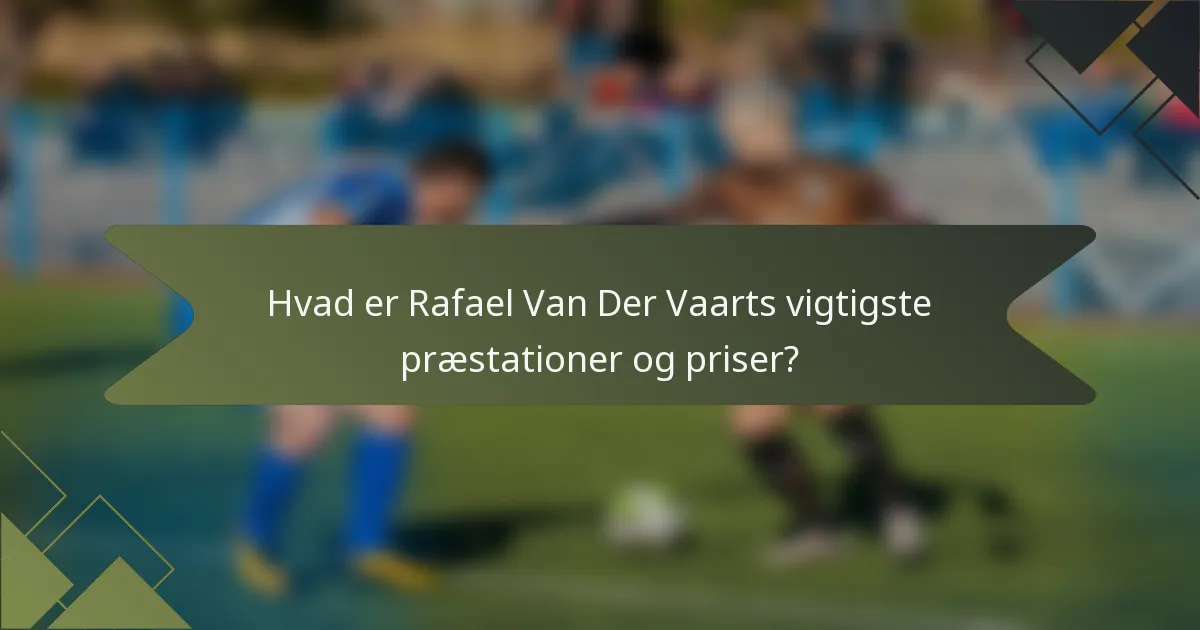 Hvad er Rafael Van Der Vaarts vigtigste præstationer og priser?