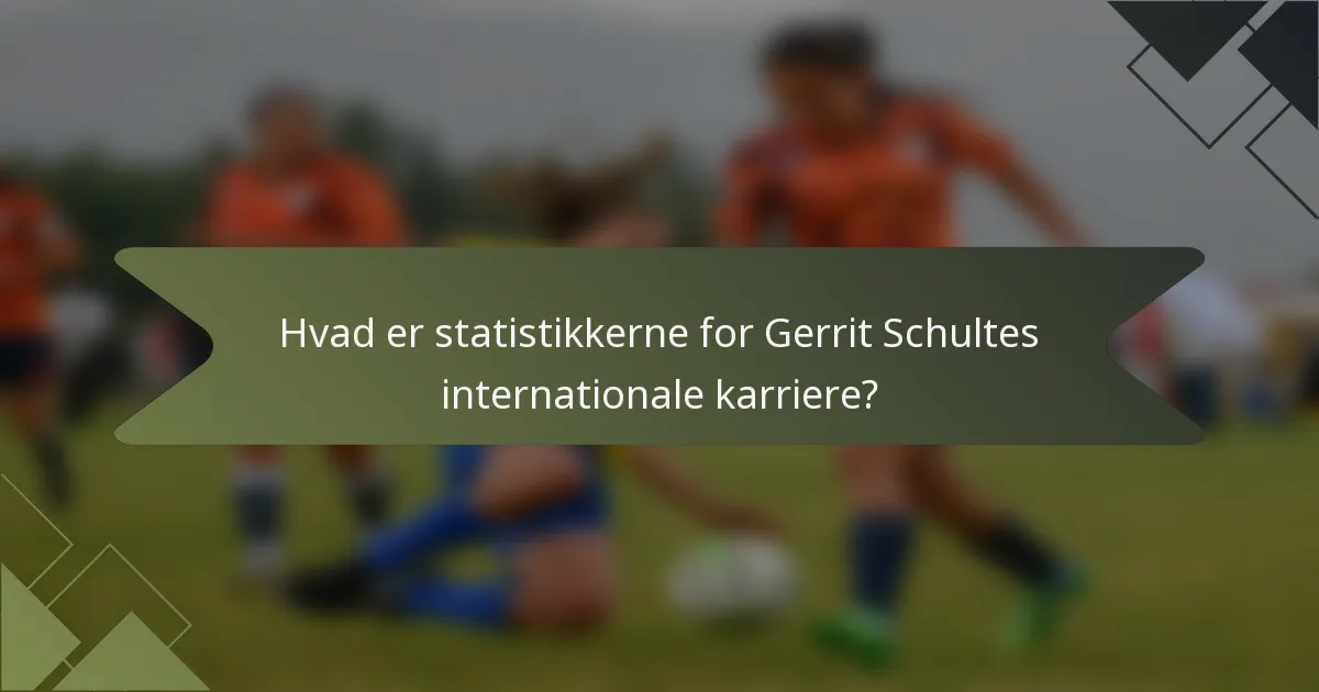 Hvad er statistikkerne for Gerrit Schultes internationale karriere?