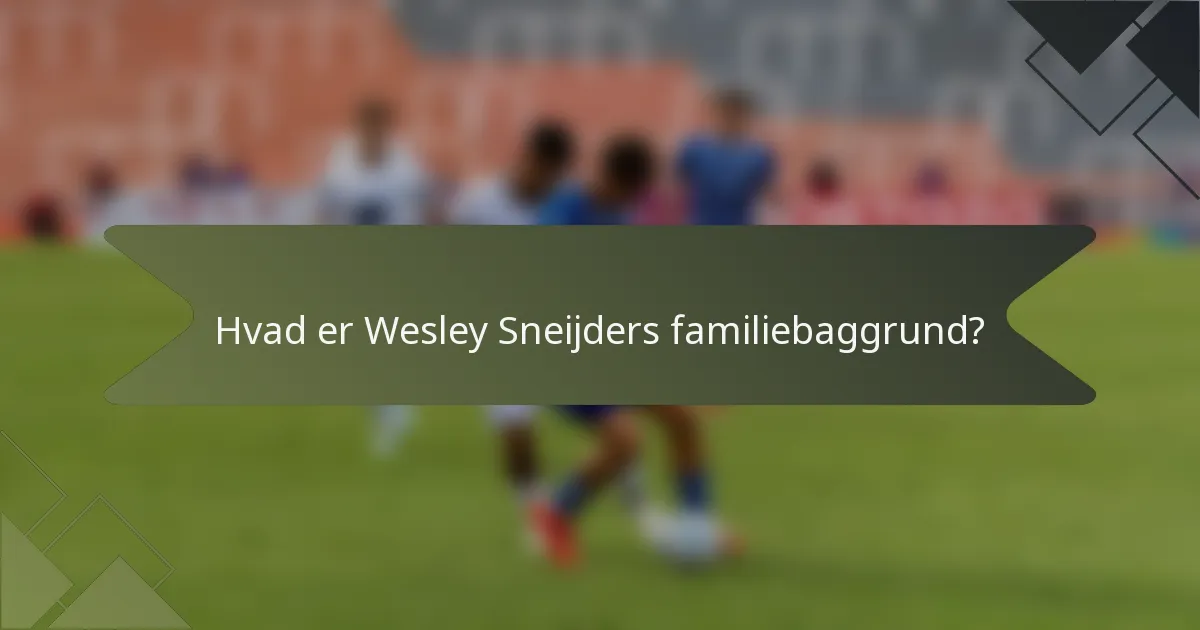 Hvad er Wesley Sneijders familiebaggrund?