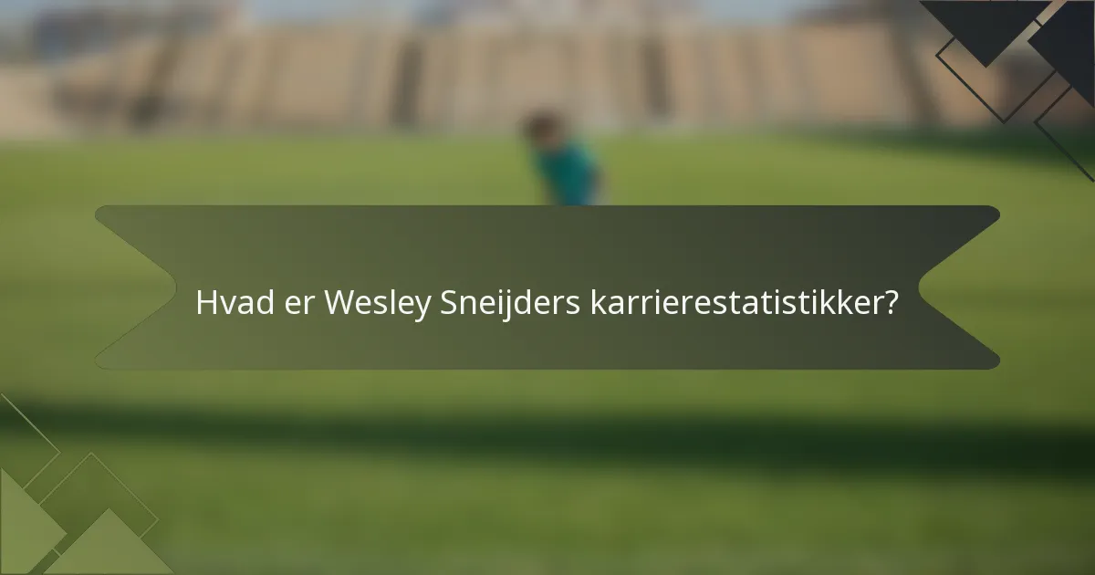 Hvad er Wesley Sneijders karrierestatistikker?