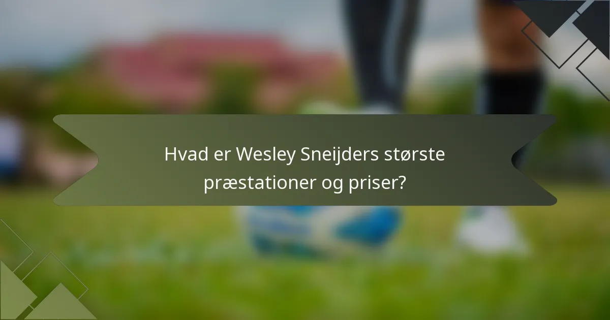 Hvad er Wesley Sneijders største præstationer og priser?