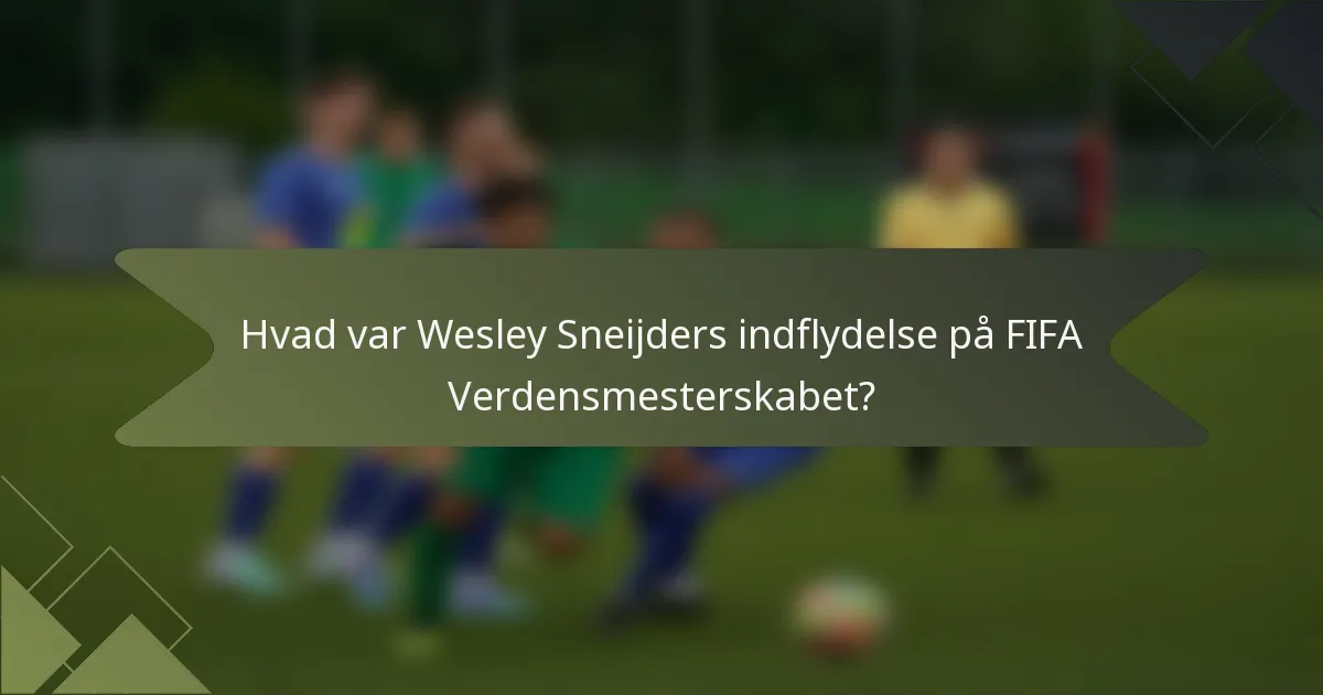 Hvad var Wesley Sneijders indflydelse på FIFA Verdensmesterskabet?