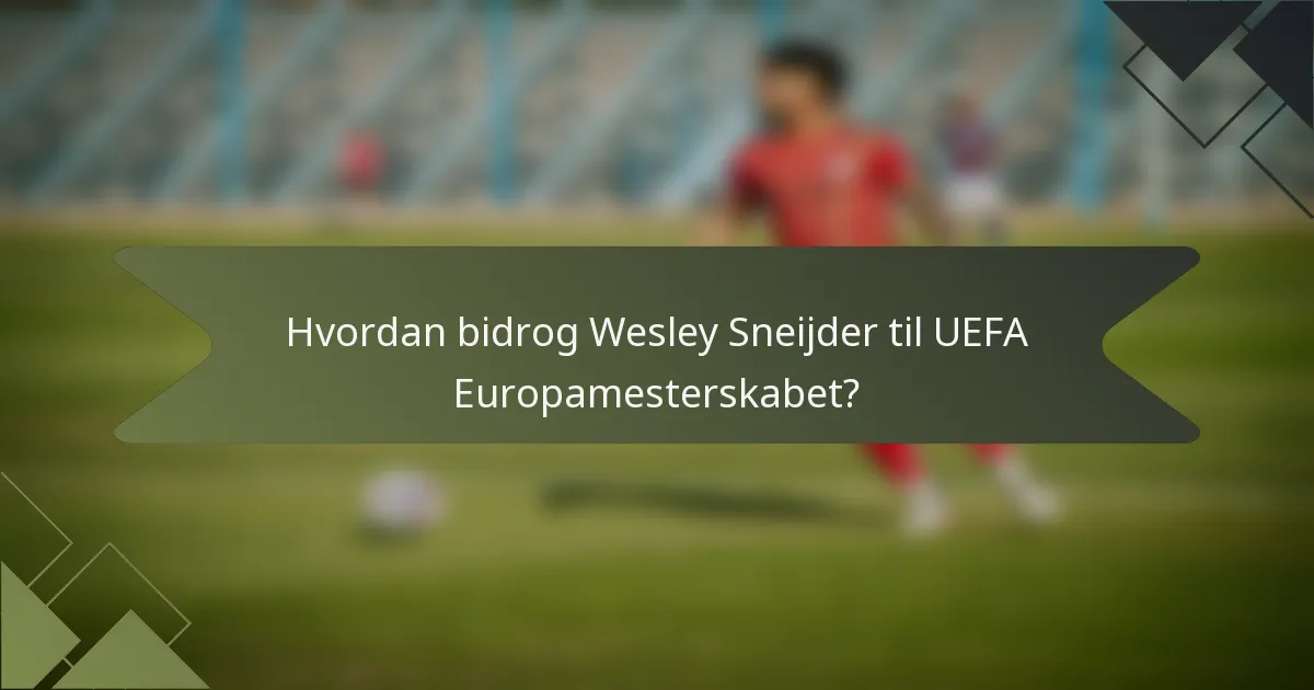 Hvordan bidrog Wesley Sneijder til UEFA Europamesterskabet?