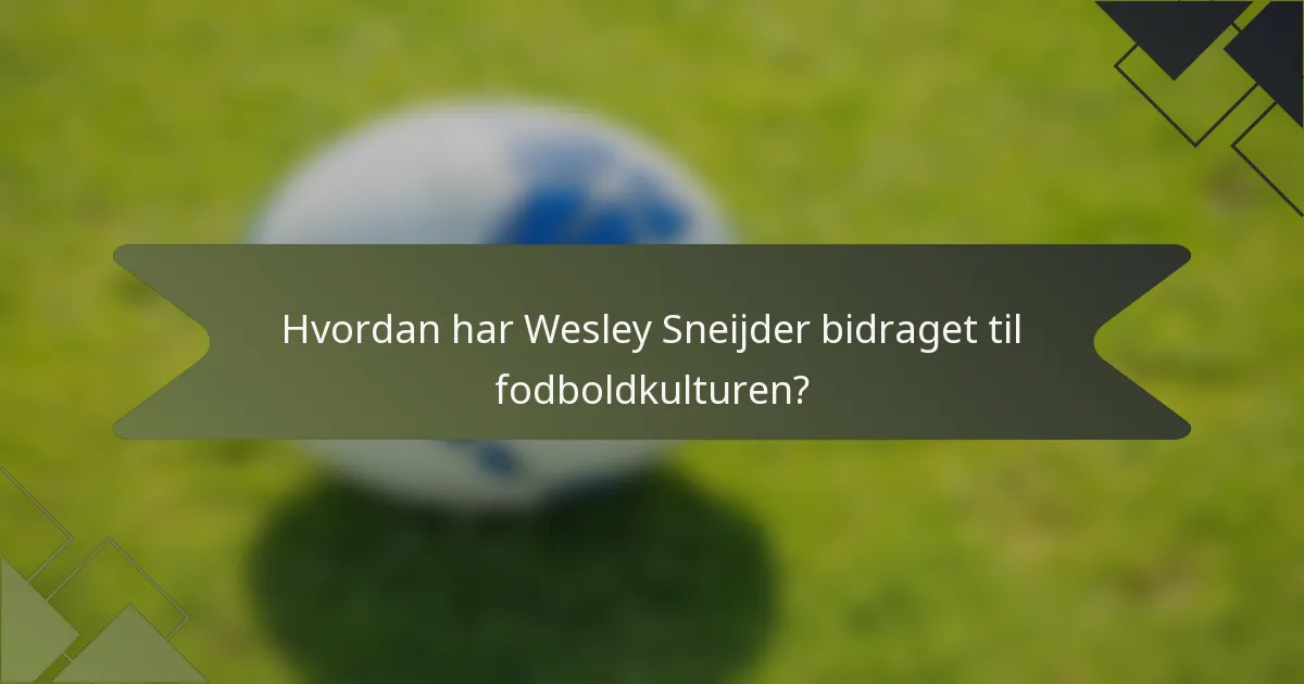 Hvordan har Wesley Sneijder bidraget til fodboldkulturen?